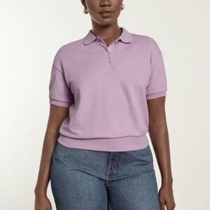EVERLANE The Oversized Polo Top Short Sleeve XXS Purple Lilac NWT